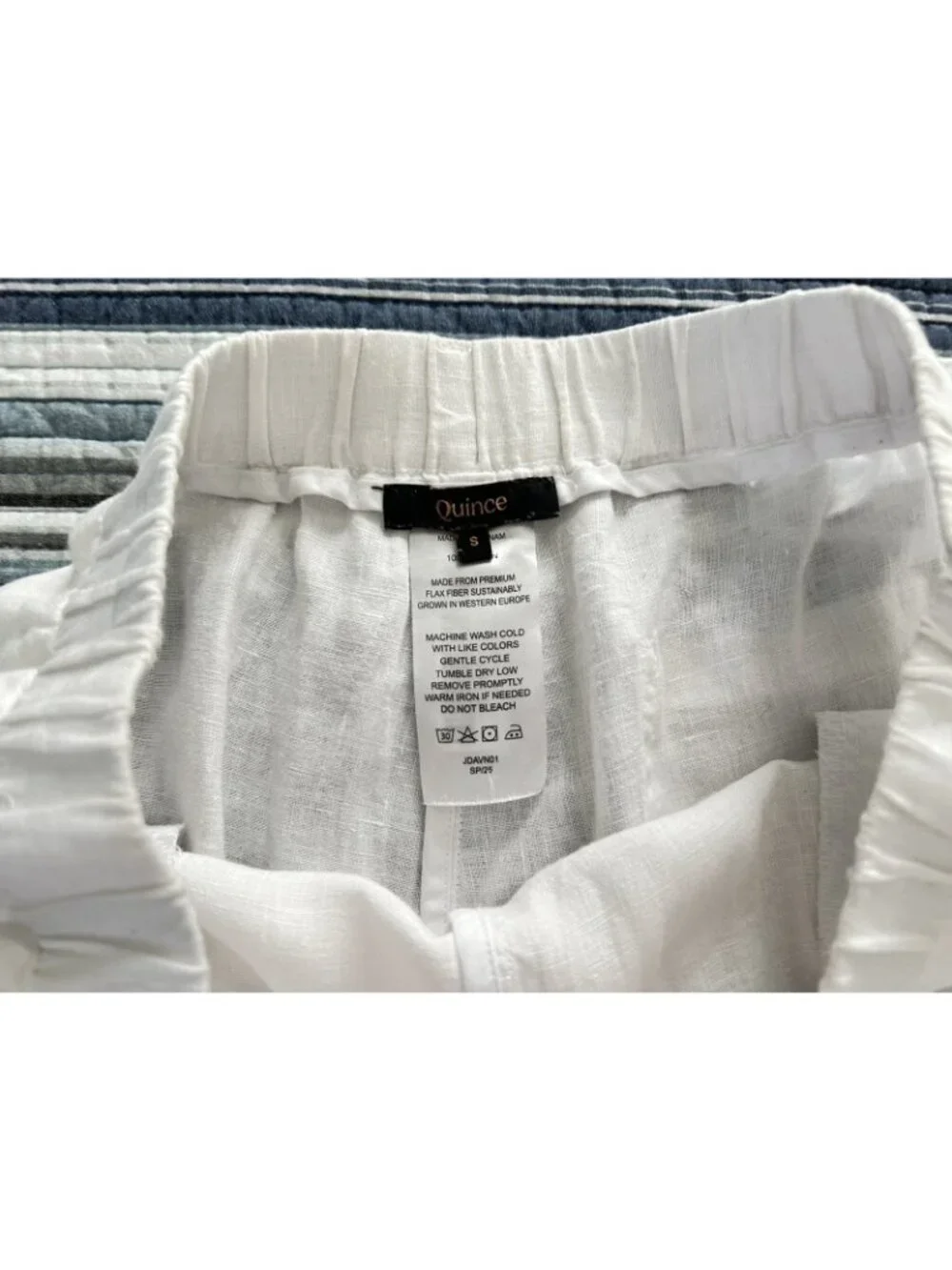 Quince Women’s 100% European Linen Pull On Crop Pants White Size S - Picture 15 of 16